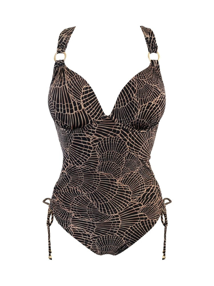 Pour Moi Black/Gold Samoa Boost Push Up Padded Underwired Swimsuit - Image 3 of 4