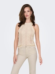 ONLY Cream Halterneck Crochet Vest Top - Image 2 of 6