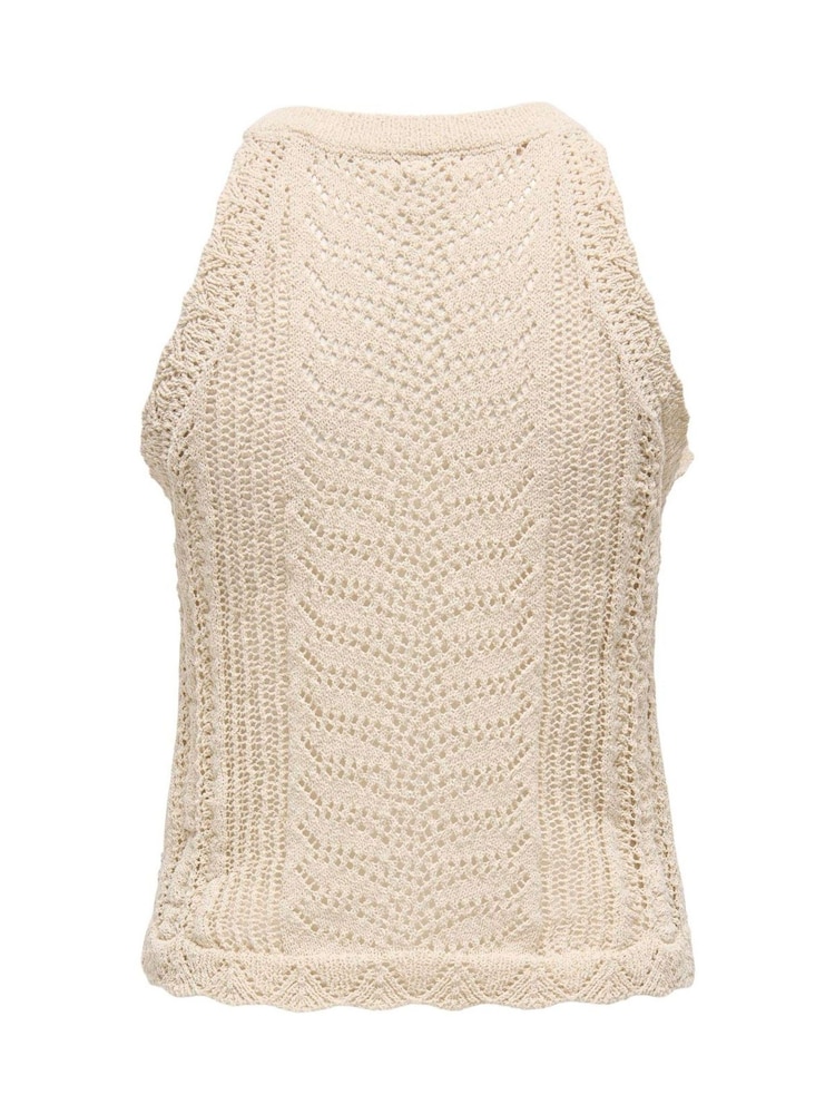 ONLY Cream Halterneck Crochet Vest Top - Image 6 of 6