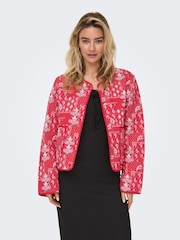 ONLY Red Boho Printed Short Quilted Jacket - Image 1 of 7