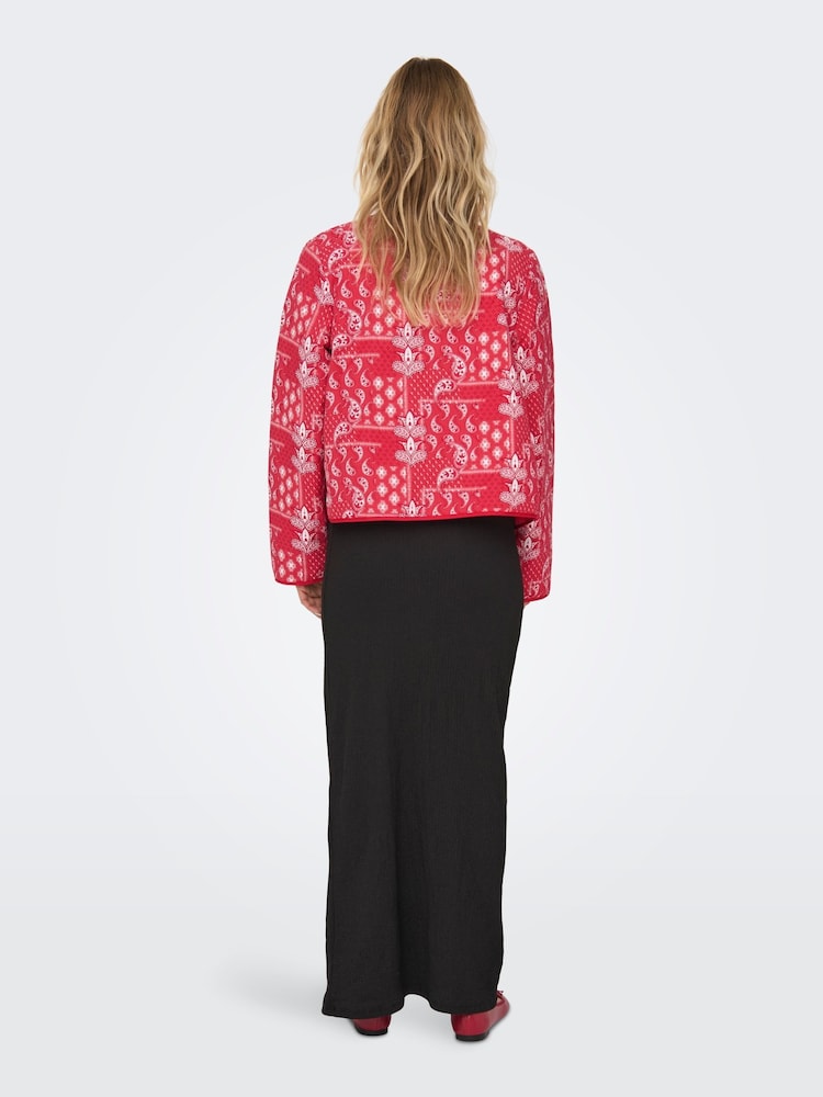 ONLY Red Boho Printed Short Quilted Jacket - Image 2 of 7