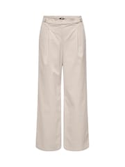 ONLY Cream Mid Waist Wide Leg Trouser - Image 1 of 2