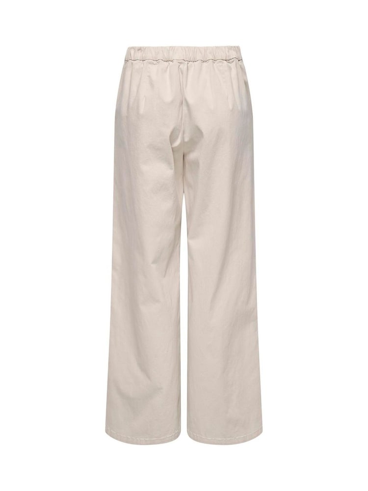ONLY Cream Mid Waist Wide Leg Trouser - Image 2 of 2