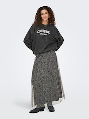 ONLY Grey Leopard Print Plisse Midi Skirt - Image 1 of 5