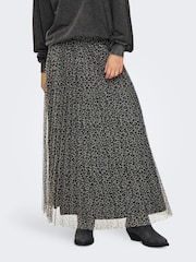 ONLY Grey Leopard Print Plisse Midi Skirt - Image 2 of 5
