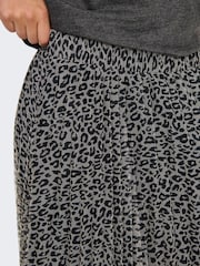 ONLY Grey Leopard Print Plisse Midi Skirt - Image 3 of 5