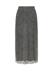 ONLY Grey Leopard Print Plisse Midi Skirt - Image 5 of 5