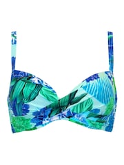 Pour Moi Aqua Blue Tropical Padded Free Spirit Bikini Top - Image 3 of 4