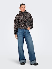 ONLY Black Leopard Print Zip Up Teddy Fleece - Image 3 of 5