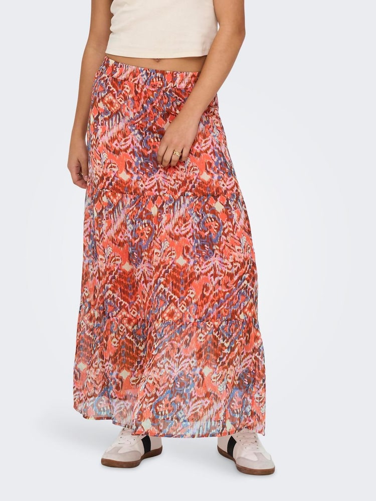 ONLY Orange Printed Maxi Skirt - Image 1 of 5