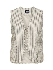 ONLY Grey Stripe Quilted Waistcoat - Image 1 of 2