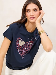 Navy Boyfriend Wear it with Love 100% Cotton T-Shirt - Image 1 of 4