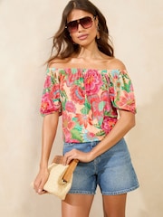Lipsy Orange Bardot Top - Image 1 of 4