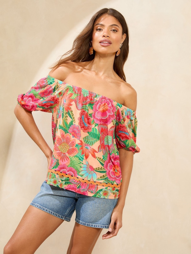 Lipsy Orange Bardot Top - Image 3 of 4