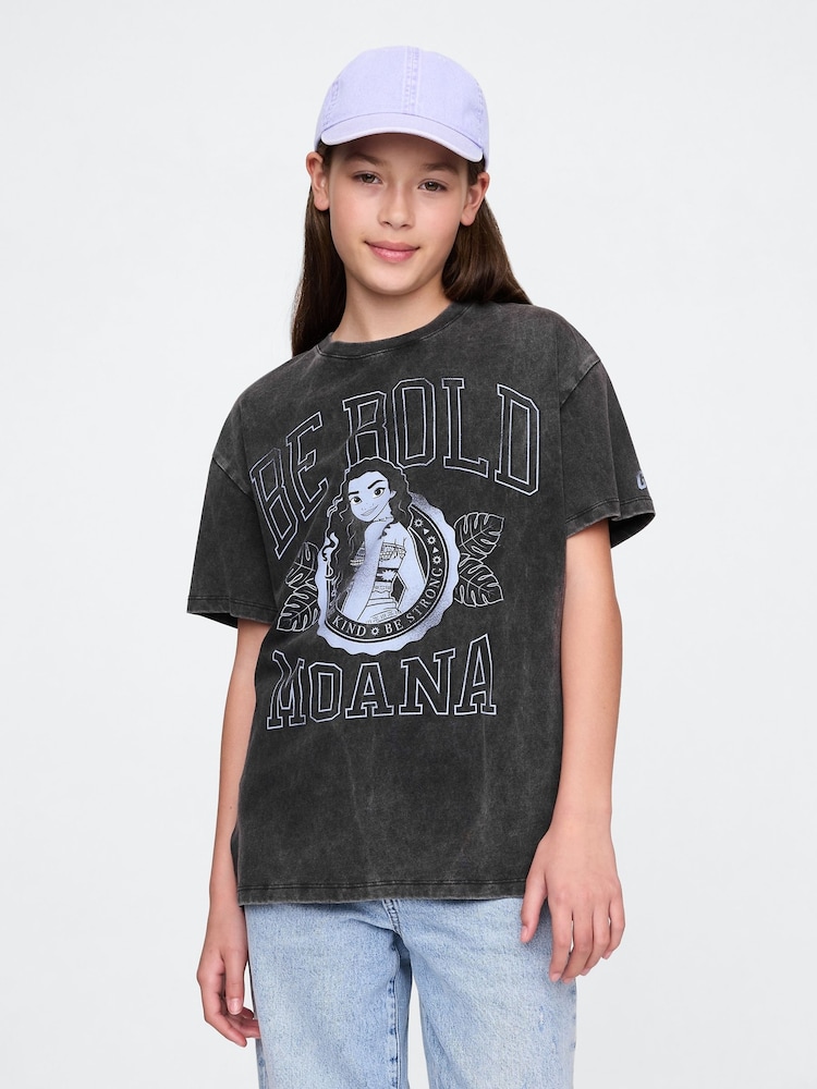 Gap Black Moana Disney Oversized Graphic T-Shirt (4-13yrs) - Image 1 of 6