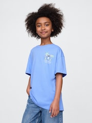 Gap Blue Stitch Disney Oversized Graphic T-Shirt (4-13yrs) - Image 2 of 4