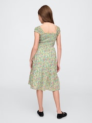 Gap Green Floral Cotton Cap-Sleeve Midi Dress (4-13yrs) - Image 2 of 4