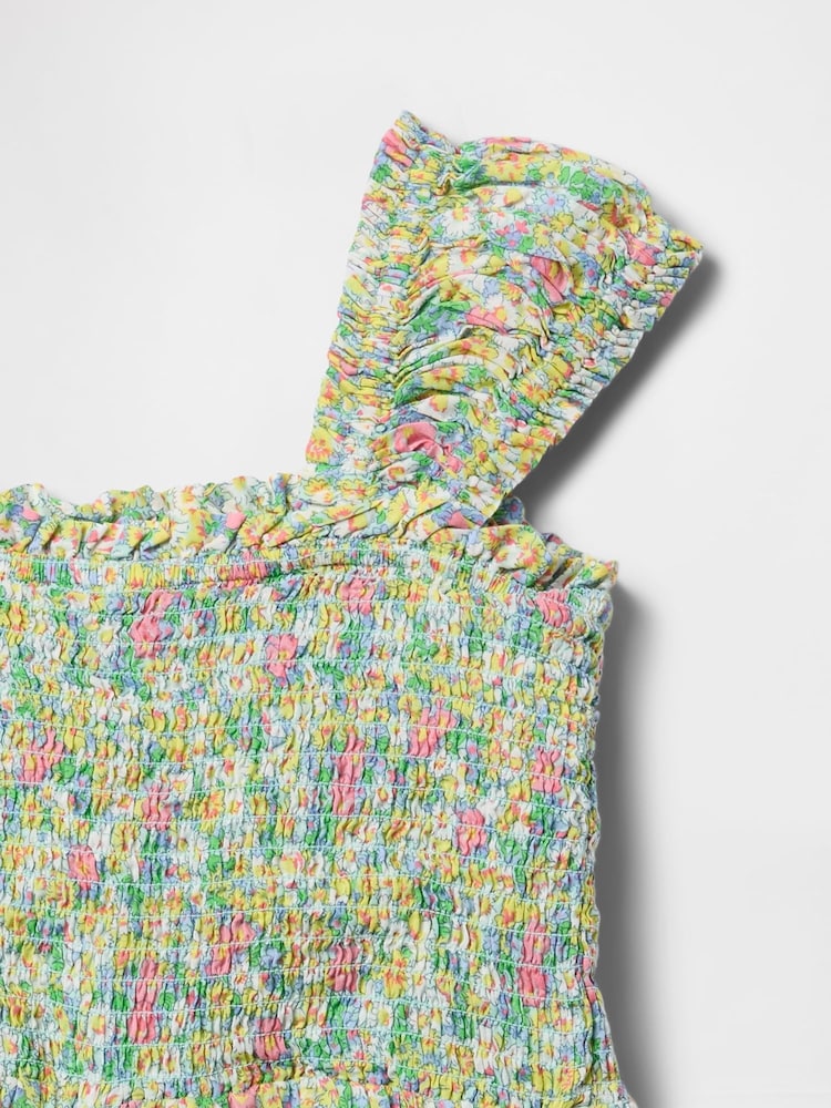 Gap Green Floral Cotton Cap-Sleeve Midi Dress (4-13yrs) - Image 4 of 4