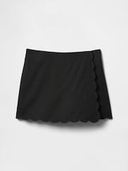 Gap Black Linen-Cotton Scalloped Wrap Skort (4-13yrs) - Image 4 of 4