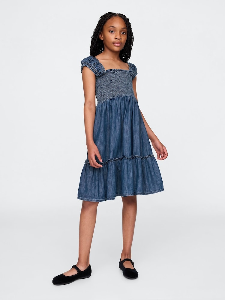 Gap Blue Denim Puff-Sleeve Dress (4-13yrs) - Image 1 of 4