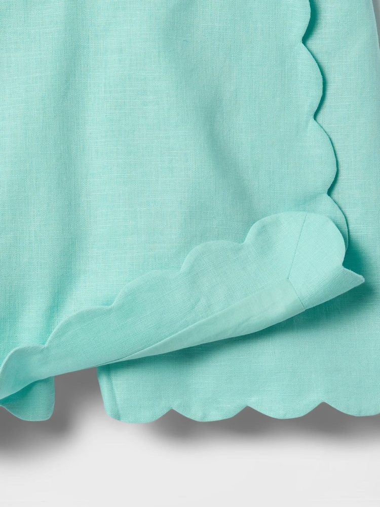 Gap Green Linen-Cotton Scalloped Wrap Skort (4-13yrs) - Image 4 of 4