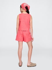 Gap Coral Linen-Cotton Scalloped Wrap Skort (4-13yrs) - Image 2 of 4