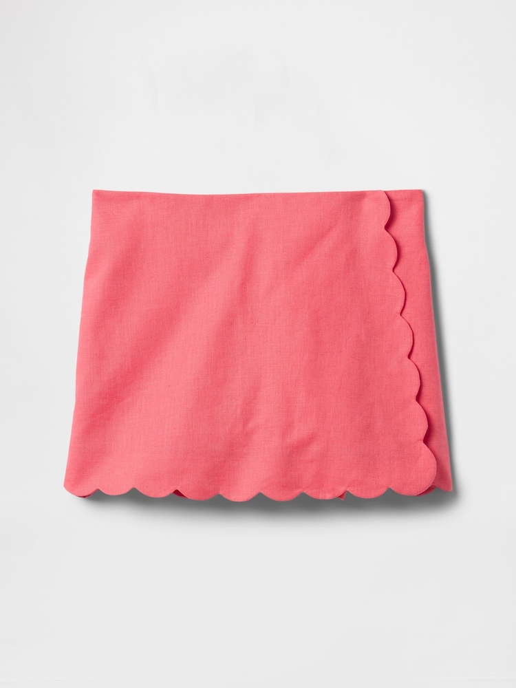 Gap Coral Linen-Cotton Scalloped Wrap Skort (4-13yrs) - Image 3 of 4