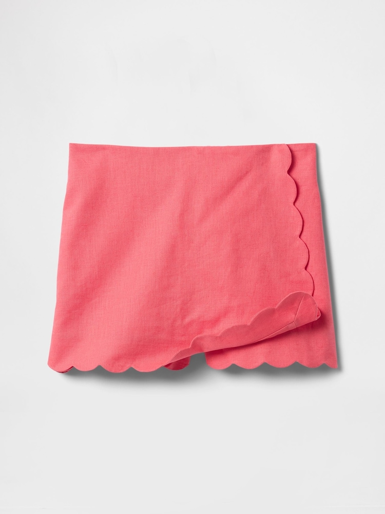 Gap Coral Linen-Cotton Scalloped Wrap Skort (4-13yrs) - Image 4 of 4
