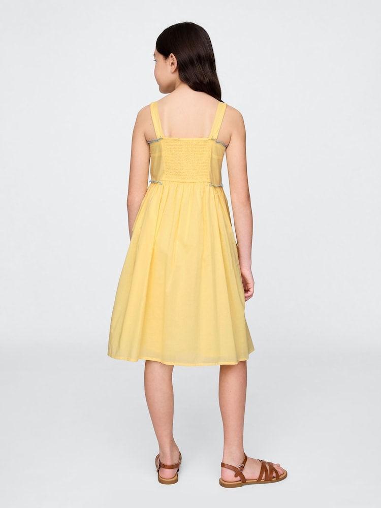 Gap Yellow Floral Cotton Embroidered Midi Dress (4-13yrs) - Image 2 of 6