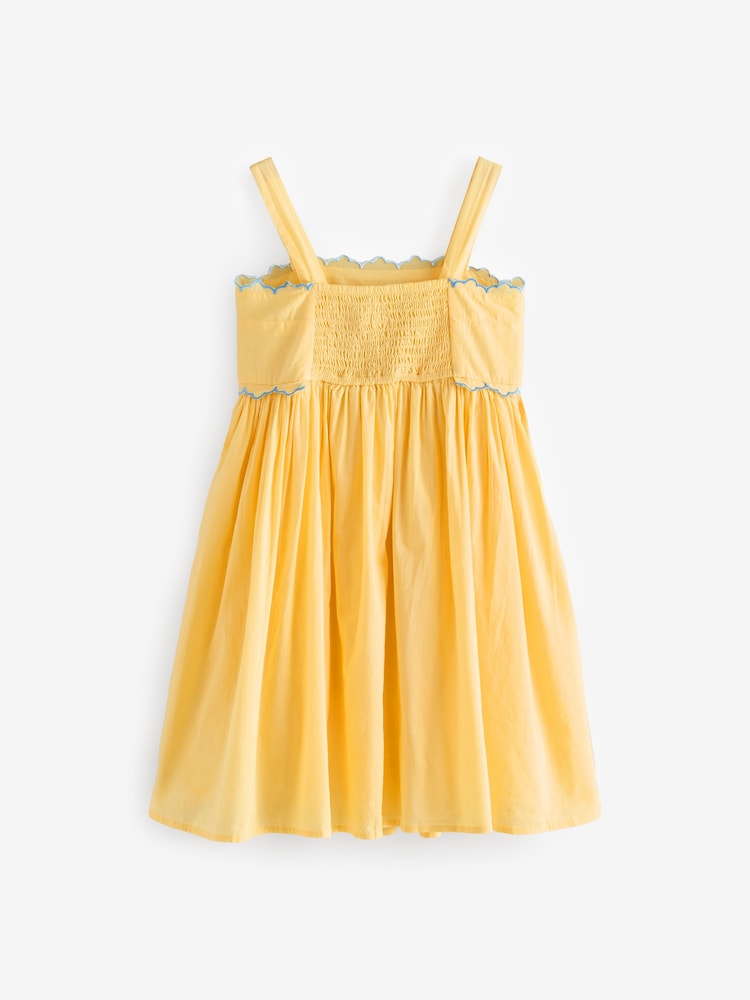 Gap Yellow Floral Cotton Embroidered Midi Dress (4-13yrs) - Image 4 of 6