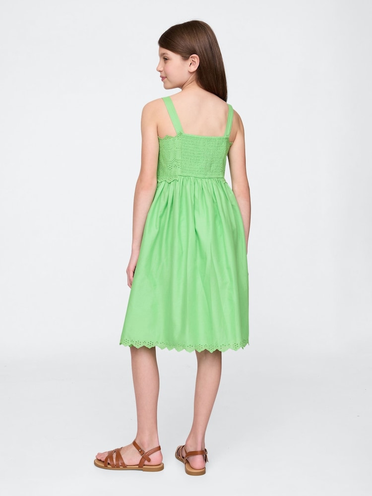 Gap Green Cotton Embroidered Midi Dress (4-13yrs) - Image 2 of 5