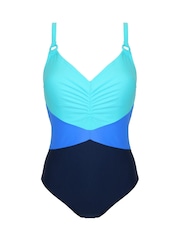 Pour Moi Blue Brighton V-Neck Tummy Control Swimsuit - Image 3 of 4