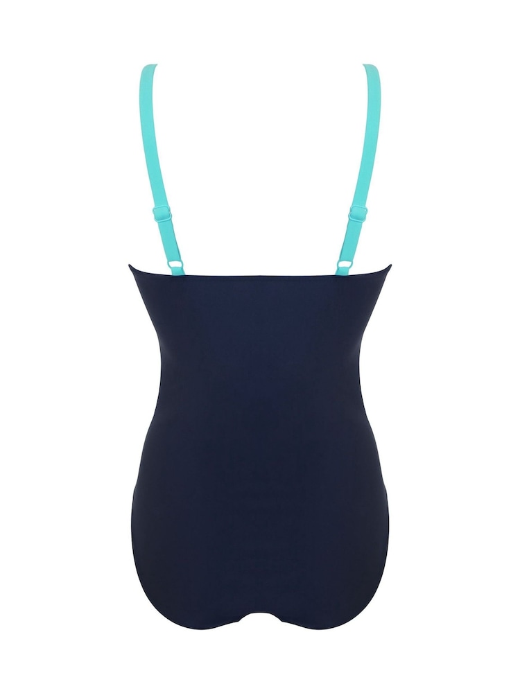 Pour Moi Blue Brighton V-Neck Tummy Control Swimsuit - Image 4 of 4