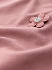 Розовый - Short Sleeve Floral Print Embellished T-Shirt - Image 3 of 3