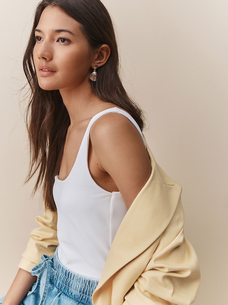 Blanco - Soft Touch Polyamide Scoop Neck Vest Top - Imagen 1 de 8 Blanco - Soft Touch Polyamide Scoop Neck Vest Top - Imagen 1 de 8