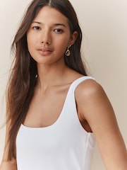 White Soft Touch Polyamide Scoop Neck Vest Top - Image 5 of 8