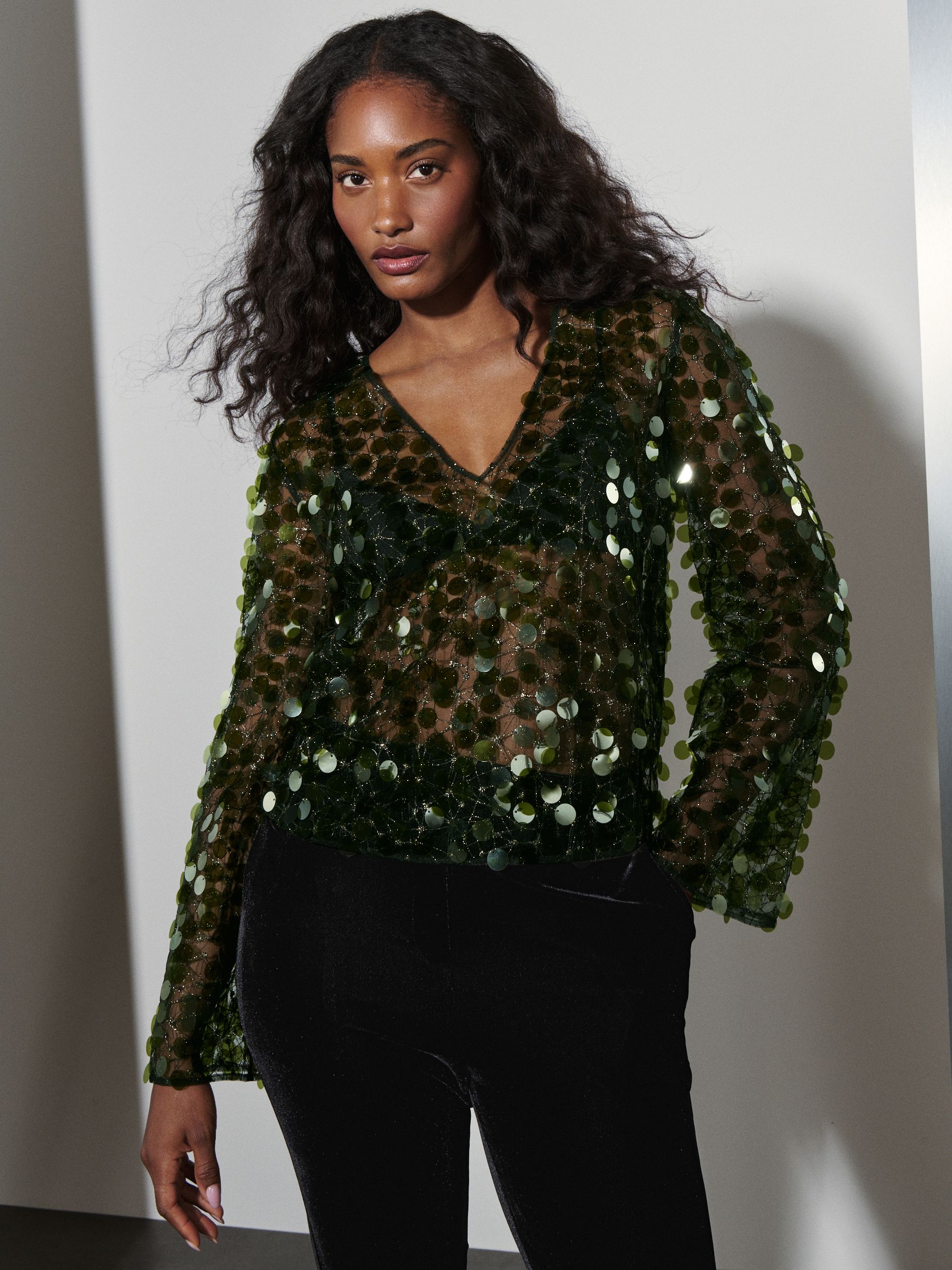 トップス digne / sheer shirt - moss green F72109s2.jpg
