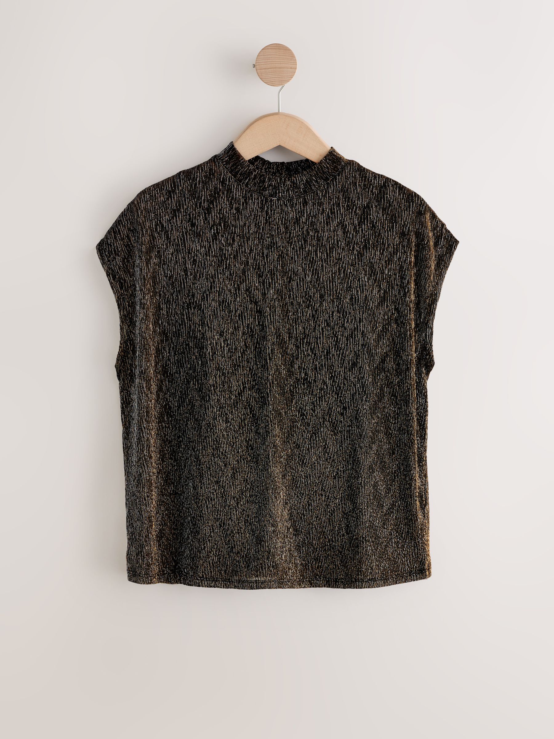 Buy Bronze Metallic Sparkle Sheer Layer Cap Sleeve Top from Next