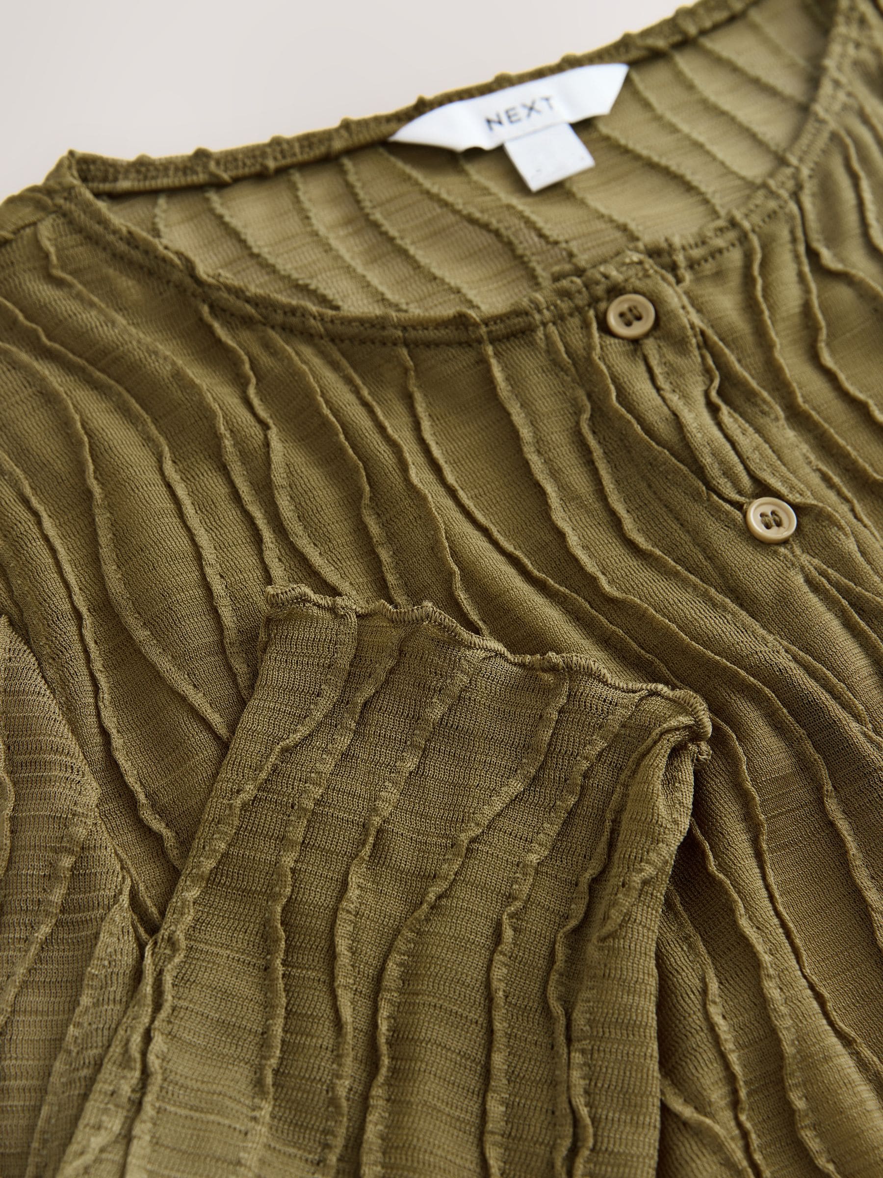 Buy Olive Green Texture Mesh Long Sleeve Cardigan from Next USA