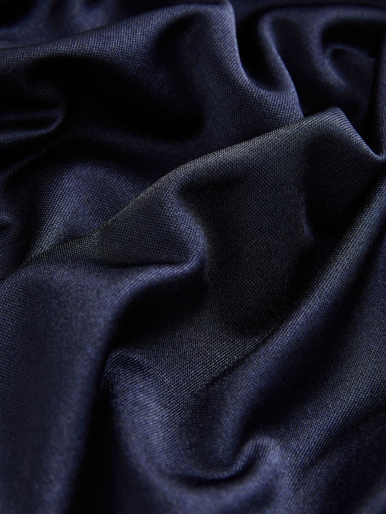 Navy Satin Jersey V-Neck Long Sleeve Top - Image 2 of 3 Navy Satin Jersey V-Neck Long Sleeve Top - Image 2 of 3