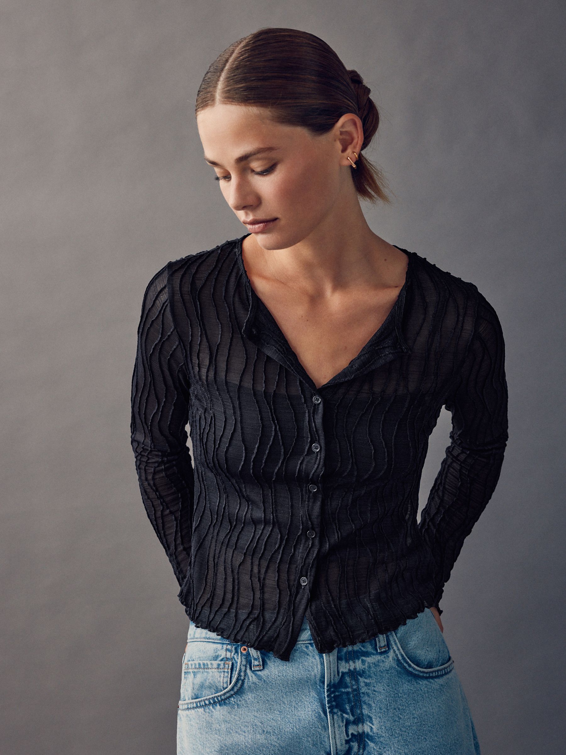 Buy Navy Texture Mesh Long Sleeve Cardigan from Next USA