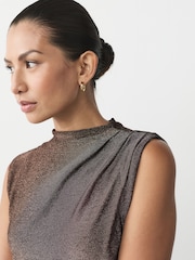 Rose Gold Drape High Neck Sleeveless Jacquard Top - Image 4 of 9
