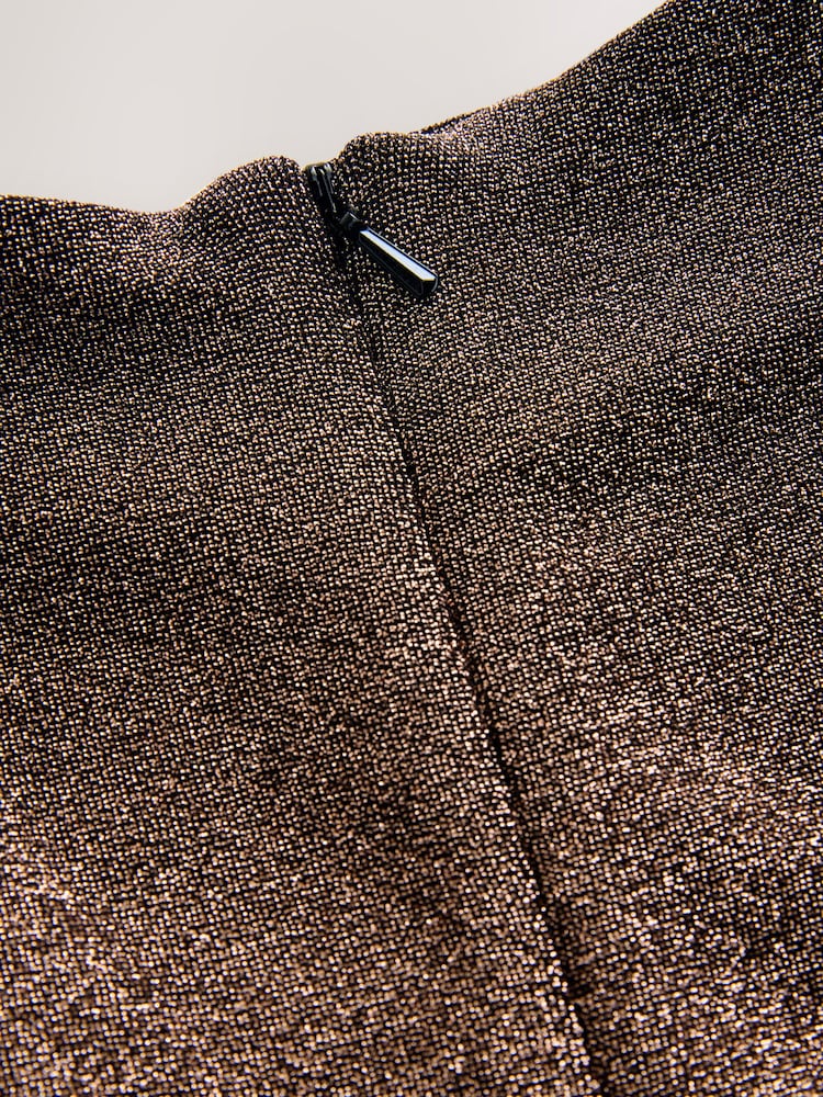 Rose Gold Drape High Neck Sleeveless Jacquard Top - Image 9 of 9