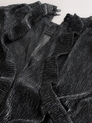Silver/Black Metallic Sparkle Sheer Layer Cap Sleeve Top - Image 3 of 3