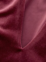 Brusnično rdeča - Velvet Volume Sleeve V-Neck Blouse - Slika 4 iz 4