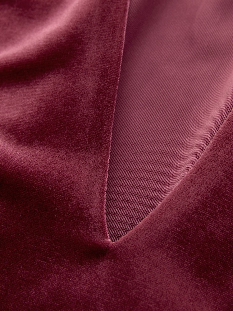 Brusnično rdeča - Velvet Volume Sleeve V-Neck Blouse - Slika 4 iz 4