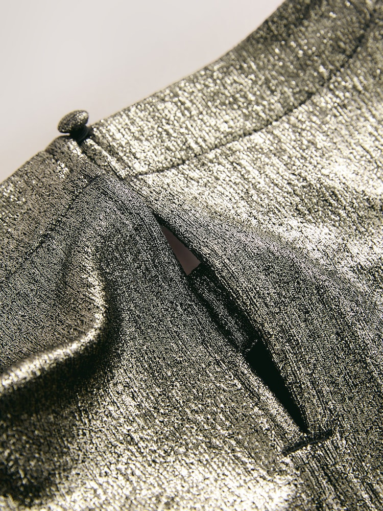 Gold Metallic Lame Short Sleeve Boxy T-Shirt - Image 3 of 3