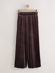 Mocha Brown Velvet Wide Leg Trousers - Image 1 of 3