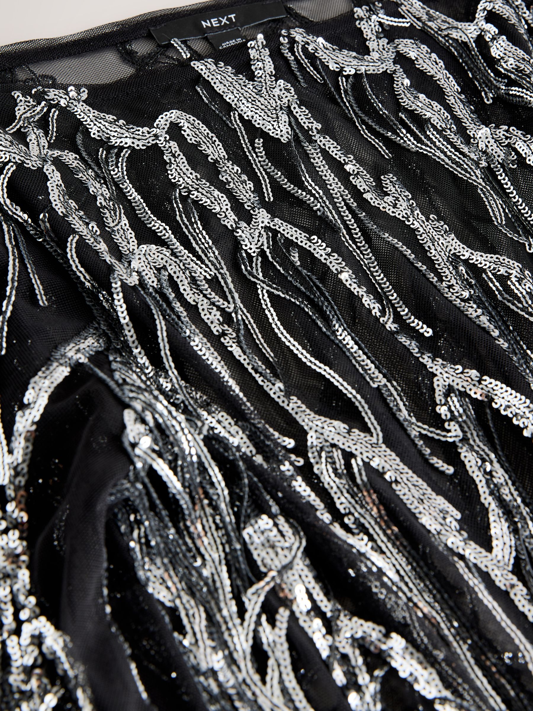 Buy Silver Sequin Tassel Long Sleeve Slash Neck Top from Next USA