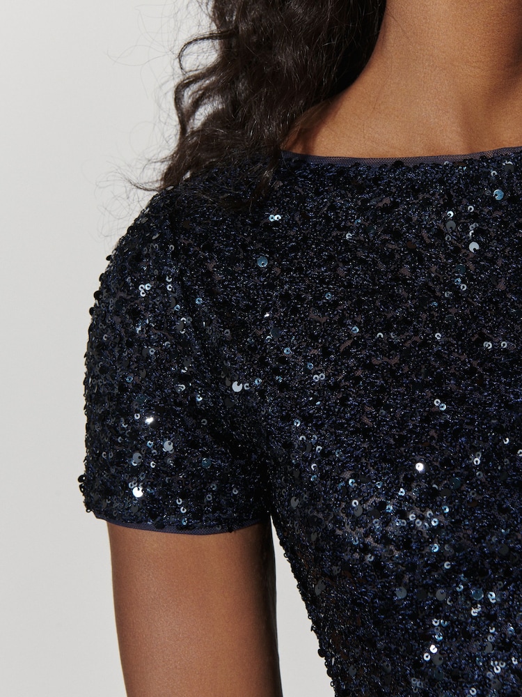 blue sparkly t shirt dress Simply Be Blue Sequin T-shirt Dress